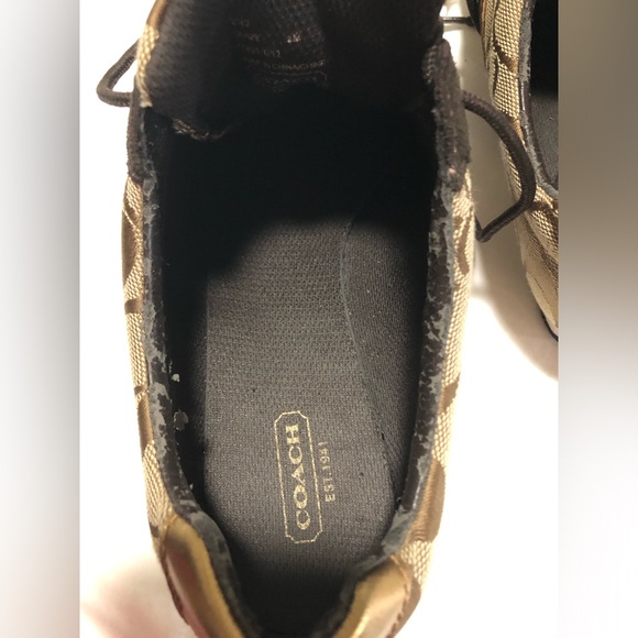 Coach Vintage Sneakers Size 8 Medium Jayme Women's Brown/Tan with Gold Detail - Picture 7 of 11